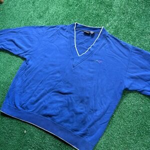 Greg‎ Norman V Neck Sweatshirt Mens XL Blue Cotton Golf Pullover Great Condition